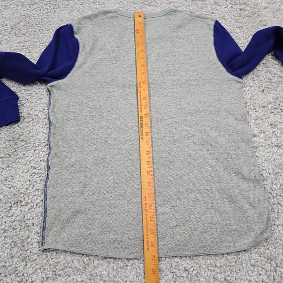 J.Crew Mens Waffle Knit Henley Shirt Medium Gray Blue Oarsman Thermal - Picture 9 of 11